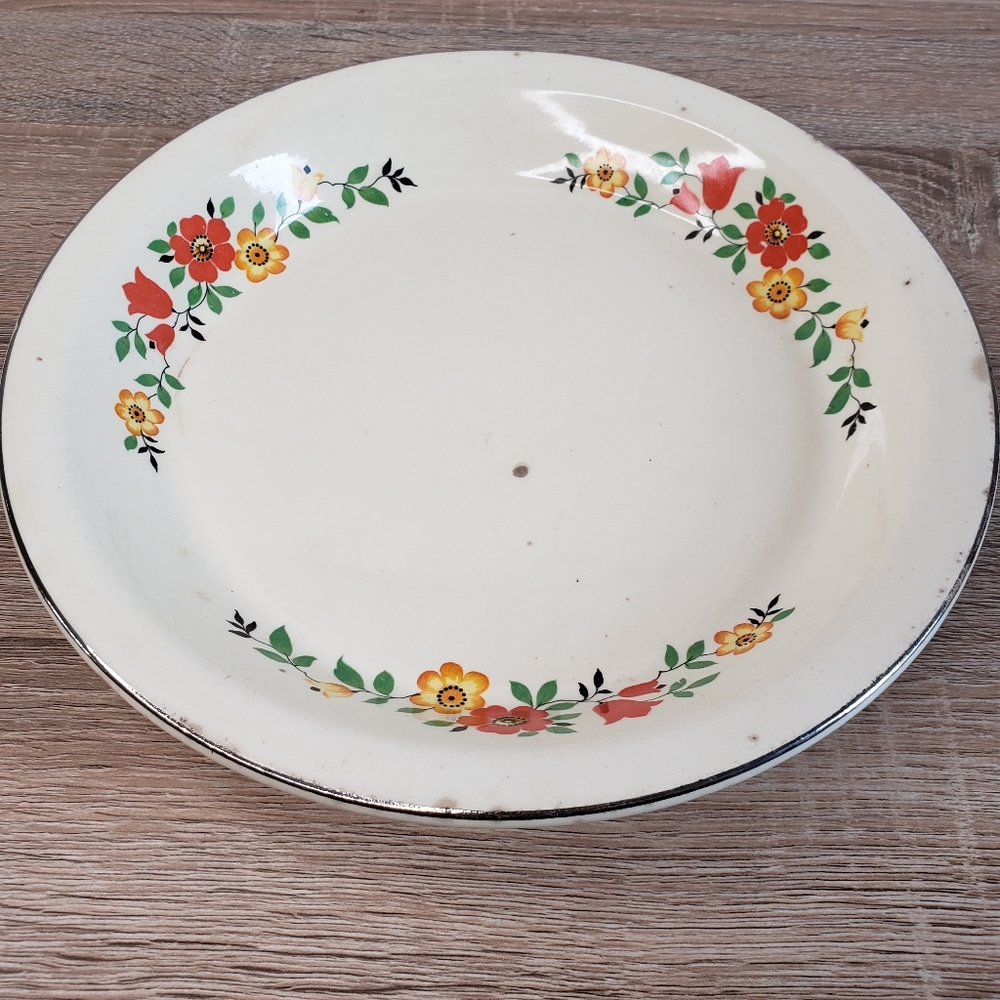 40s VINTAGE Floral Pie Serving Plate